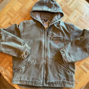 Carhartt Duck Sherpa Lined Hooded Jacket Coat XL Green